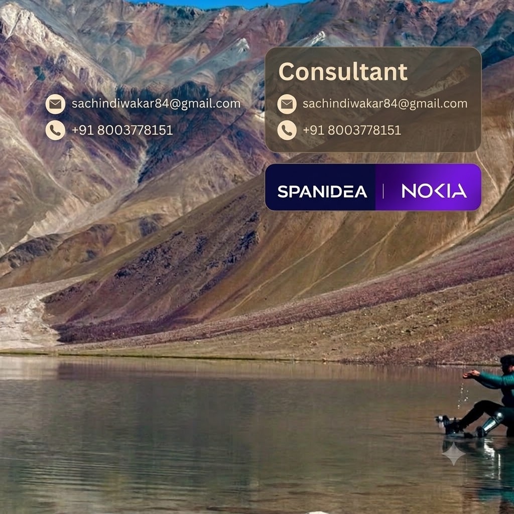 Sachin Diwakar at a mountain lake. Consultant with Spanidea and Nokia. Email sachindiwakar84@gmail.com. Phone +91 8003778151.