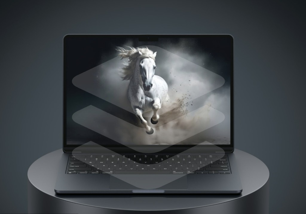Reining Horse, shown on a laptop